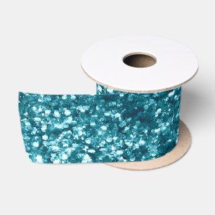 Ruban En Satin Turquoise Aqua Blue Sparkle