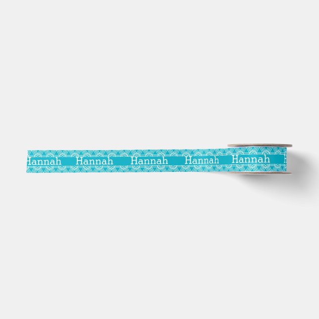Ruban En Satin Turquoise et ruban Girly personnalisé par blanc (Devant)