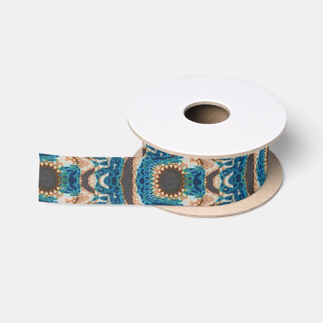 Ruban En Satin Turquoise Gold Sun Southwestern Art (Bobine)