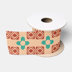 Ruban En Satin Turquoise Zia Tribal Brown Tan