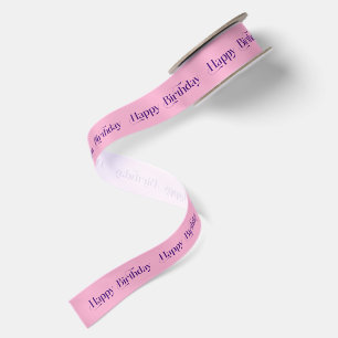 Ruban En Satin Typographie Rétro Joyeux Anniversaire Rose Violet
