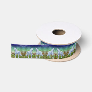 Ruban En Satin Unicorn Woodland Gate Imaginaire Horse Art