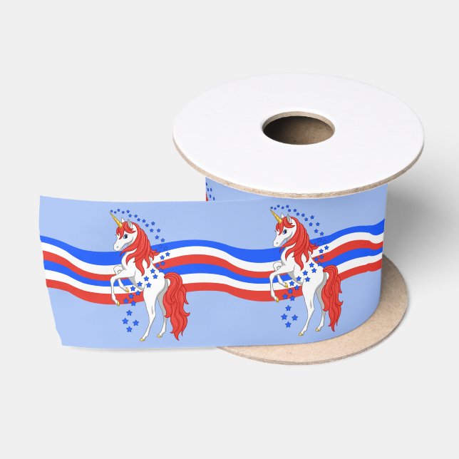 Ruban En Satin Unicorne américaine patriotique rouge blanc (Bobine)