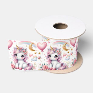 Ruban En Satin Unicorne rose