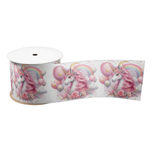 Ruban En Satin Unicorne rose