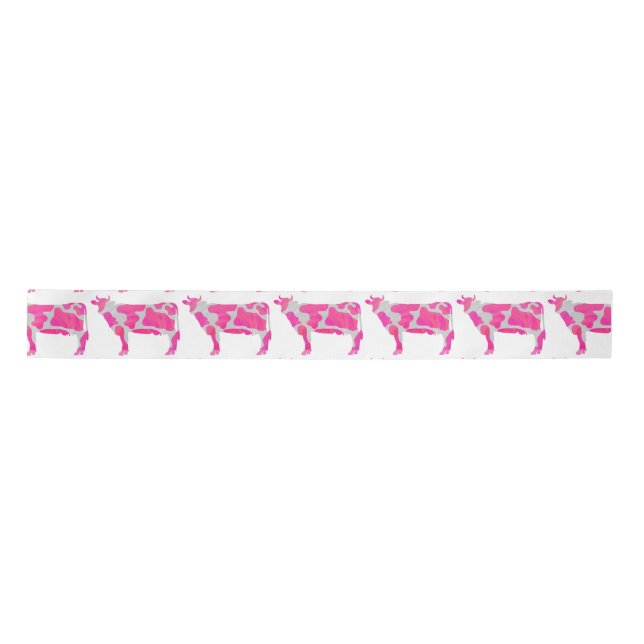 Ruban En Satin Vache rose et blanc Silhouette (Devant)