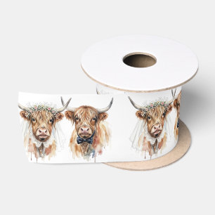 Ruban En Satin Vaches Highland au mariage en aquarelle