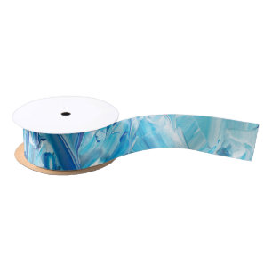 Ruban En Satin Vagues de peinture bleue Abstraites