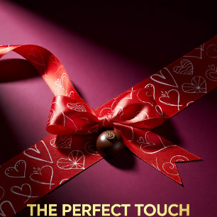 Ruban En Satin Valentines motif de coeur rouge et rose