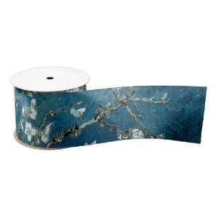 Ruban En Satin Van Gogh Almond Blossoms Dark Turquoise