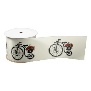Ruban En Satin Vélo Fleurs Vintages romantiques