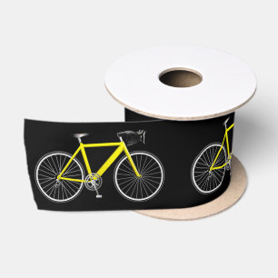 Ruban En Satin Vélo jaune sur noir