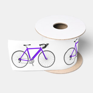 Ruban En Satin Vélo violet sur blanc