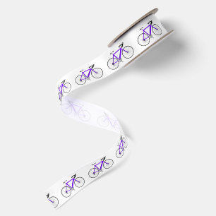 Ruban En Satin Vélos violets sur fond blanc