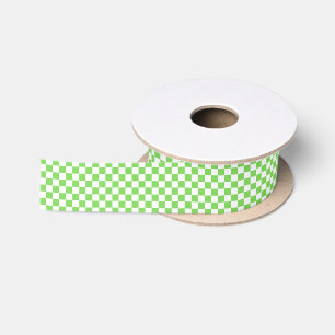 Ruban En Satin Vérifié vert à carreaux