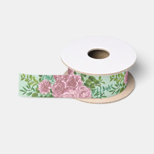 Ruban En Satin Vert clair et rose pâle Rose Mariage floral