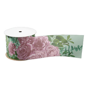 Ruban En Satin Vert clair et rose pâle Rose Mariage floral