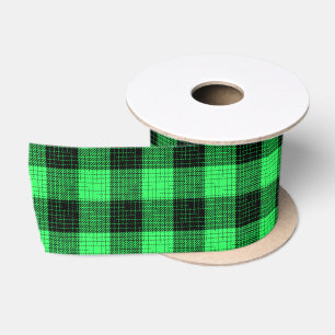 Ruban En Satin Vert Croix à carreaux Noir Buffalo Check