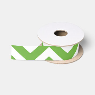 Ruban En Satin Vert de printemps et chevron blanc Mariage Anniver