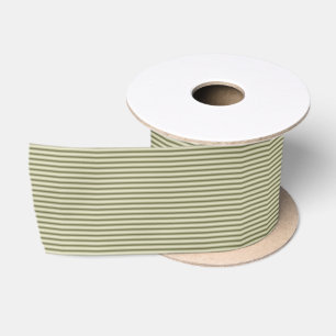 Ruban En Satin Vert olive et fines rayures bronzantes