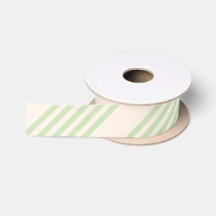 Ruban En Satin Vert pâle et beige cinq rayures motif
