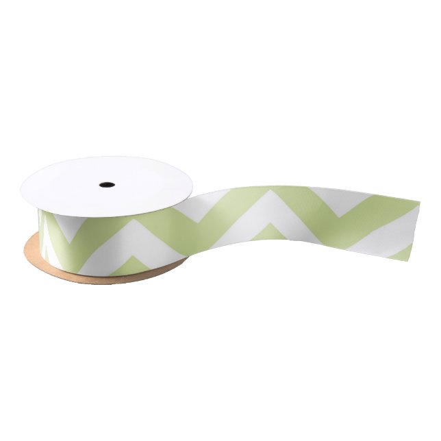 Ruban En Satin Vert pastel et blanc chevron Mariage Anniversaire (Bobine)