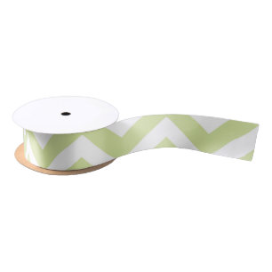 Ruban En Satin Vert pastel et chevron blanc pour mariage annivers