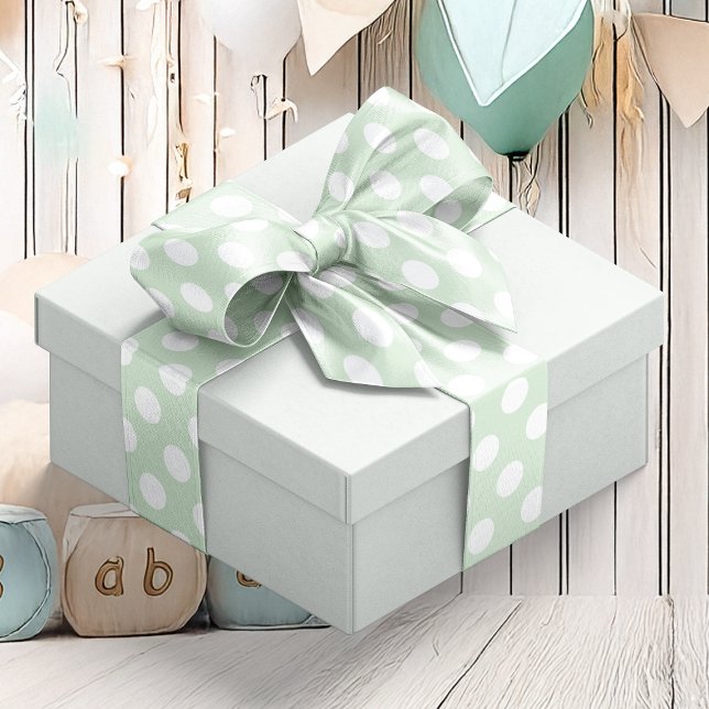 Ruban En Satin Vert pastel tacheté (Pastel Green Spotted Satin Ribbon)