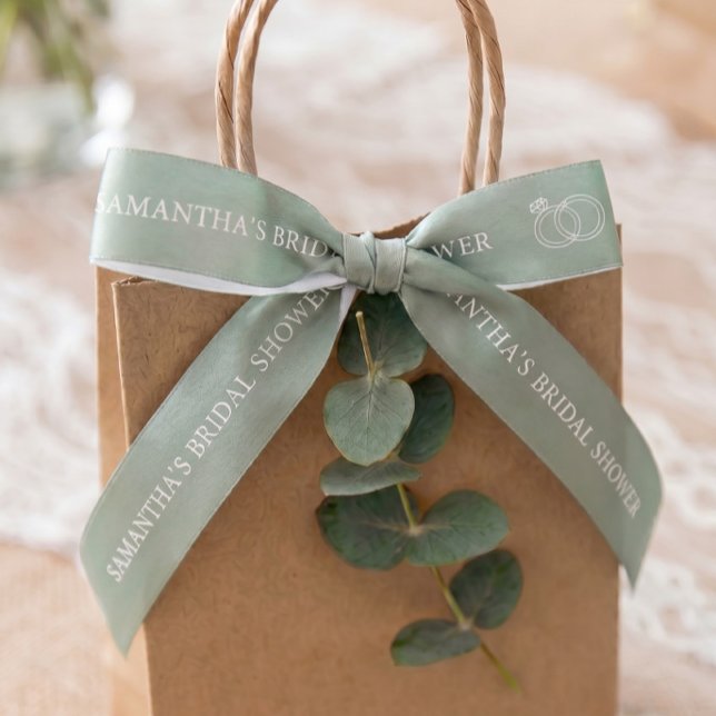 Ruban En Satin Vert Sauge Mariage Personnalisé (Créateur téléchargé)