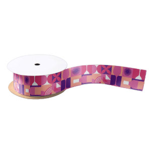 Ruban En Satin Vin rose violet rétro Bauhaus Motif