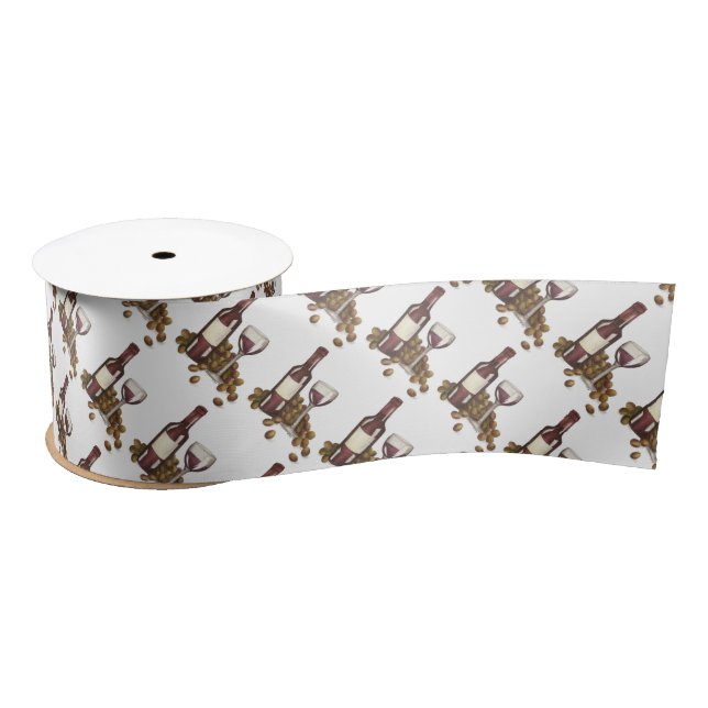 Ruban En Satin Vin Rouge Bouteille de raisins Vignoble (Bobine)