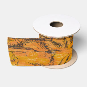 Ruban En Satin Vintage Golden Harvest Textile Motif