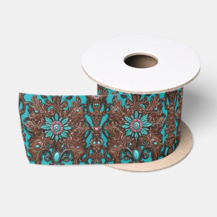 Ruban En Satin Vintage Turquoise Turquoise rose pays occidental F
