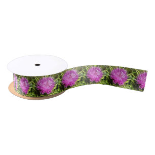 Ruban En Satin Violet chardon Fleur sauvage Floral Art