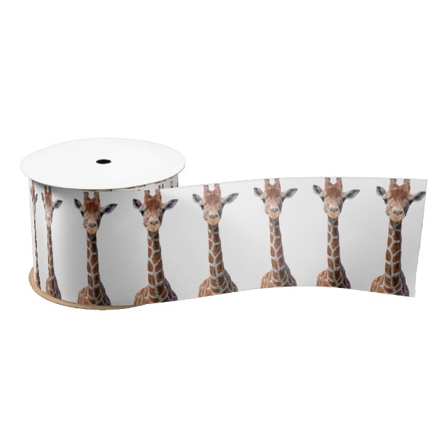 Ruban En Satin Visage mignon de girafe (Bobine)