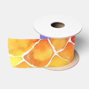 Ruban En Satin Vitrail arc-en-ciel aquarelle