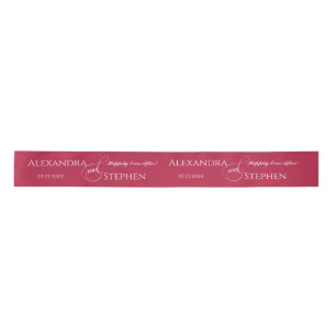 Ruban En Satin Viva Magenta Chic Calligraphy Couple Nom Mariage