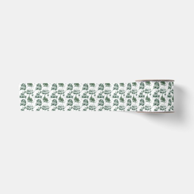 Ruban En Satin Voyage de Noël toile | vert (Devant)