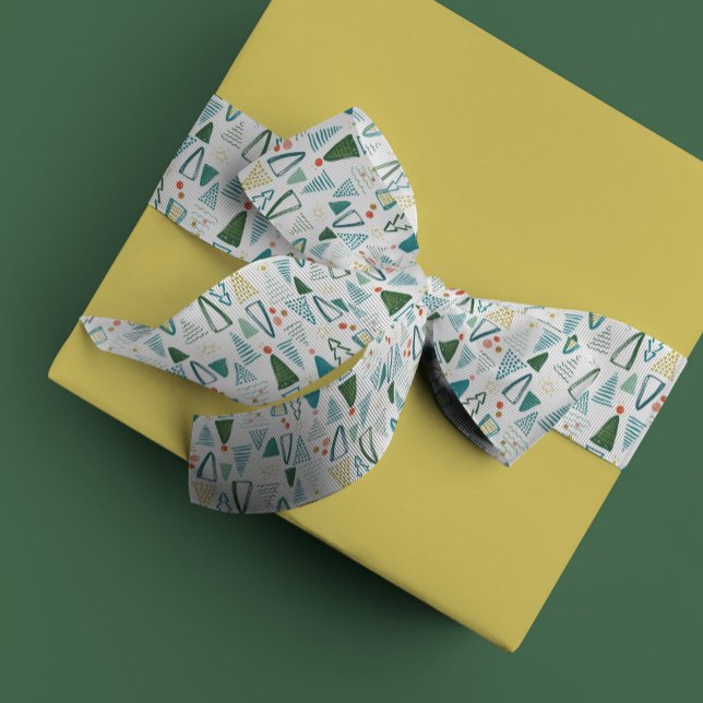 Ruban En Satin Watercolor (Watercolor Christmas trees festive holiday ribbon.)