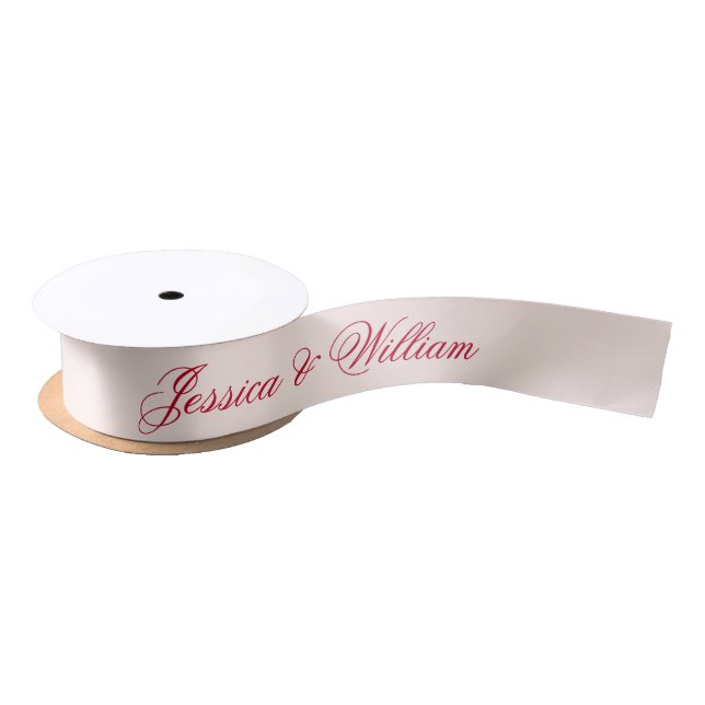 Ruban En Satin Wedding Red Script Blush Pink Simple Calligraphy (Bobine)