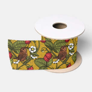 Ruban En Satin Wens et fraises sur mustrard