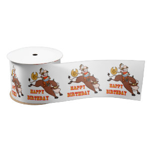 Ruban En Satin Western Ribbon Cowboy Bull Rider Anniversaire