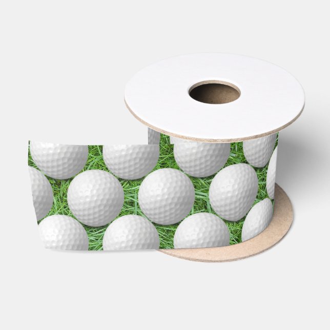 Ruban En Satin White Golf Balls On Grass (Bobine)