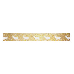 Ruban En Satin White Reindeer Gold Sparken Holiday