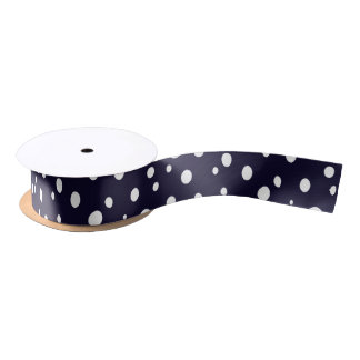 Ruban En Satin White Snow Dot Pattern Satin