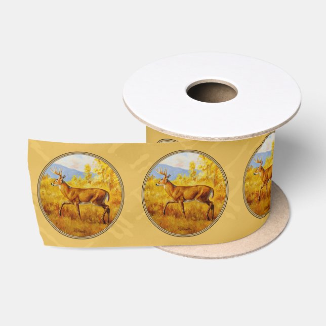 Ruban En Satin Whitetail Deer Golden Aspen Woods (Bobine)