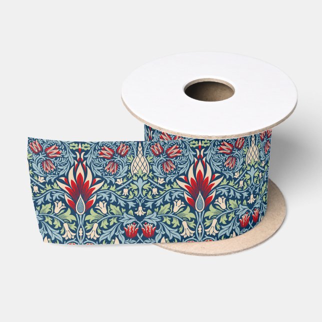 Ruban En Satin William Morris Snakeshead Fritillaire Floral Desig (Bobine)