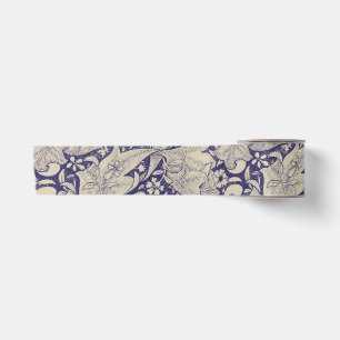 Ruban En Satin William Morris Wallflower bleu damas floral