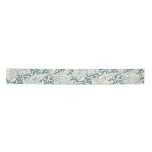 Ruban En Satin William Morris Wallflower bleu damas floral