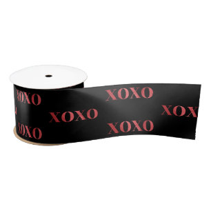 Ruban En Satin XOXO Saint-Valentin Chic noir rouge paillettes